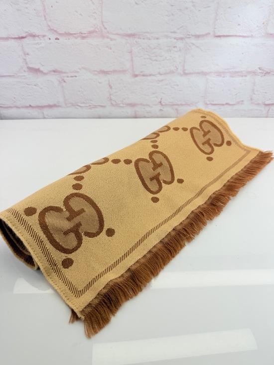 Gucci Accessories - Gucci Giant GG Reversible Fringe Wool Scarf